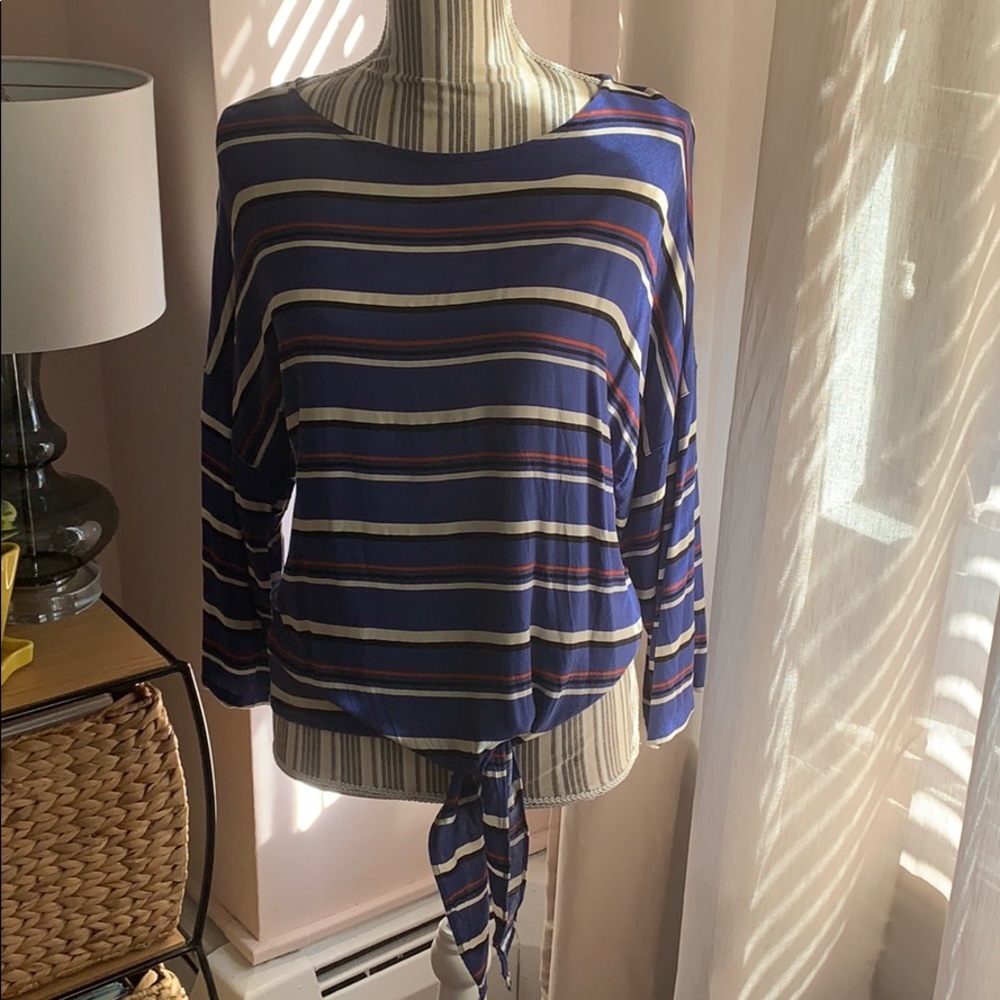 Mossimo Striped tie-front blouse